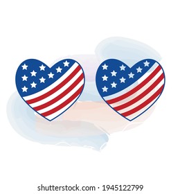 American flag design, Heart frame decorative element to celebrate 4th of July, Independence Day. Patriotic colors heart for t shirt print, party signboard, home decor, label. Vector illustration.