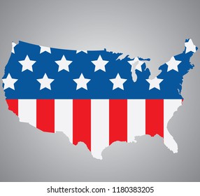 American flag design in map shape