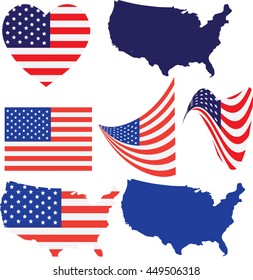 American Flag and design USA, USA button flag