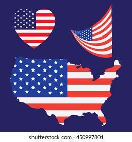 American Flag and design USA, USA button flag