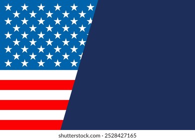 American Flag Diagonal with Blue Background Vector Illustration
