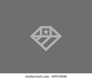 American flag diamond logo design. US national gem symbol vector logotype