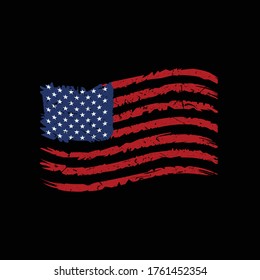 American Flag Distressed With Grunge Colored Vector