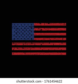American Flag Distressed With Grunge Vector