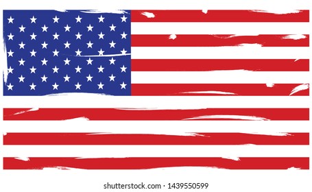 American flag distressed texture. Grunge American flag. flag of USA on white background.