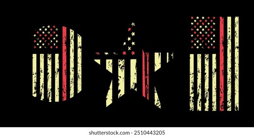  Archivo de Vector angustiado de la bandera americana para la camiseta, Anuncio, volante, iluminado 2025