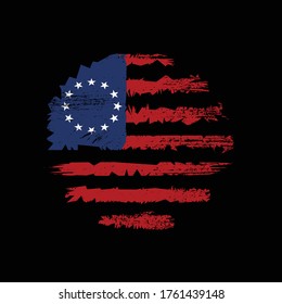 American Flag Distressed Vector With Grunge
