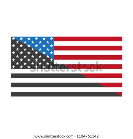 American flag divided diagonally