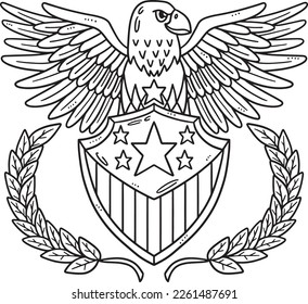 American Flag and Eagle Badge Isolated Coloring 