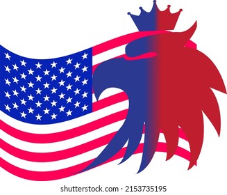 Bandera estadounidense con el fondo del águila estadounidense. Es bueno para el día del águila estadounidense de fondo.