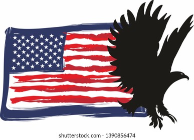 American flag and eagle graphic design vector art