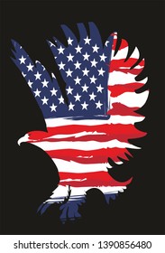 American flag and eagle graphic design vector art