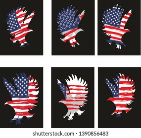 American flag and eagle graphic design vector art