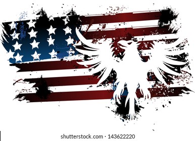 American flag and eagle grunge