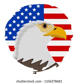 American Flag with Eagle Icon. Happy 4 th July and Independence Day. Vector illustration.