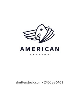 american flag with eagle logo design illustration 6