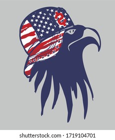 American flag and eagle print embroidery graphic design vector art