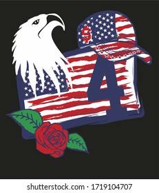 American Flag and Adler Print Sticky Grafik Design Vektorkunst