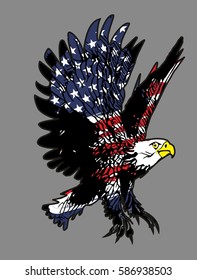 American flag and Eagle retro style  graphic design vector art