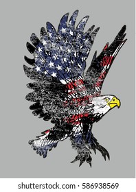 American flag and Eagle retro style  graphic design vector art