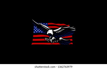 American Flag Eagle Vector Illustration