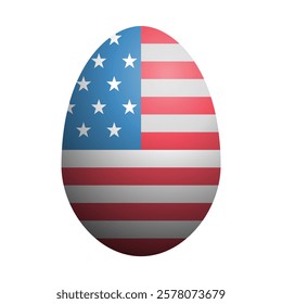 American Flag Easter Egg Vector Illustration. Easter egg decorated with the red, white, and blue stripes and stars.