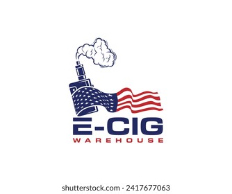 American Flag Electronic Vaporizer Business Logo Design Template