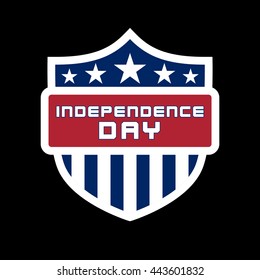 American flag element, symbol for 4th of July, Independence Day celebration. Patriotic Typography Graphics. Shield design. Fashion Print sportswear apparel, t shirt, card, banner Vector illustration