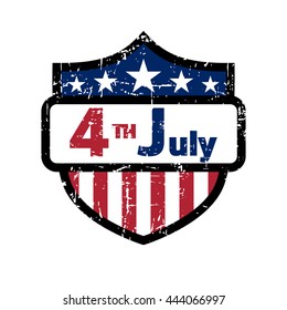 American flag element, symbol for 4th of July, Independence Day celebration. Patriotic Typography Graphics. Shield design. Fashion Print sportswear apparel, t shirt, card, banner Vector illustration