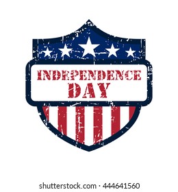 American flag element, symbol for 4th of July, Independence Day celebration. Patriotic Typography Graphics. Shield design. Fashion Print sportswear apparel, t shirt, card, banner Vector illustration