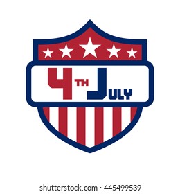 American flag element, symbol for 4th of July, Independence Day celebration. Patriotic Typography Graphics. Shield design. Fashion Print sportswear apparel, t shirt, card, banner Vector illustration