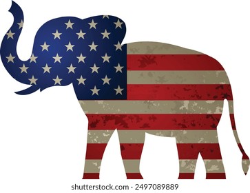 Die amerikanische Flagge und der Elefant