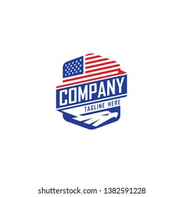 American Flag Emblem With Eagle Head