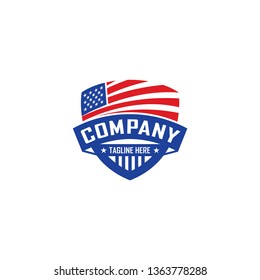 American Flag Emblem Logo Design Vector Template