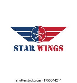 American Flag Emblem Star and Wings logo design vector illustration