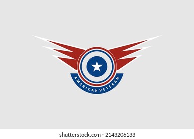 American Flag Emblem Wings logo design
