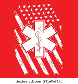 American flag and ems logo vector file