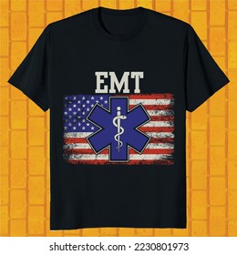 American flag and EMT t-shirt design