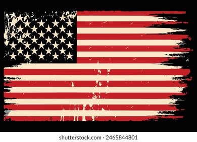 The American flag featuring a grunge style
