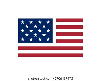 Bandera estadounidense con trece rayas y cincuenta estrellas blancas que representan a los estados.