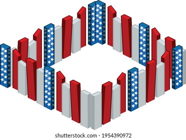 American flag fence vector isolated