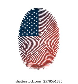 American Flag Fingerprint. illustration of a fingerprint and USA flag vector design