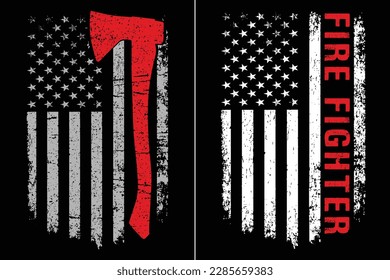 American Flag Firefighter And Axe Design