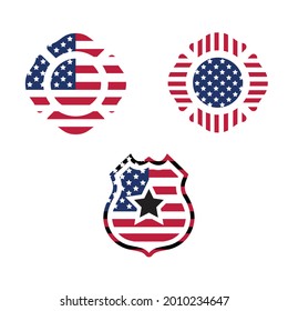 American flag firefighter logo isolated on a white background