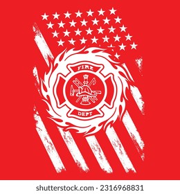 American flag and firefighter vector file