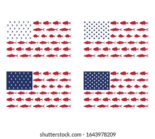 American Flag Fish Printable Vector Illustration