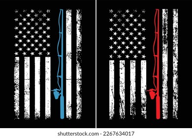 American Flag Fishing Design Template