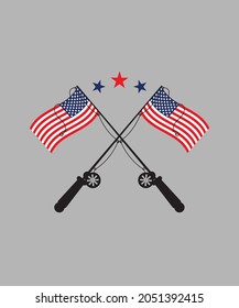 American Flag Fishing Shirt Patriotic t-shirt - vector design illustration, it can use for label, logo, sign, sticker for printing for the family t-shirt.
