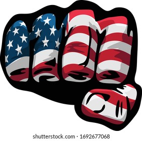 American Flag Fist Isolated Vector Illustration