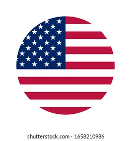 American Flag Flat Vector Logo Icon. Simple Vector Button Flag Of The United States Of America. USA Flag.